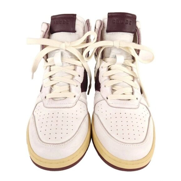 Rhude Rhecess-Hi Sneakers 7 Men's White Maroon Sneakers New - Picture 4 of 13